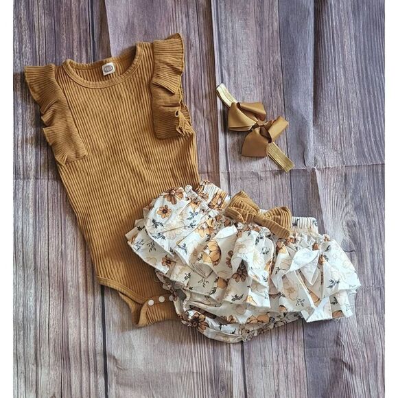 NWT burnt color outfit with matching ruffle skort - Picture 7 of 7